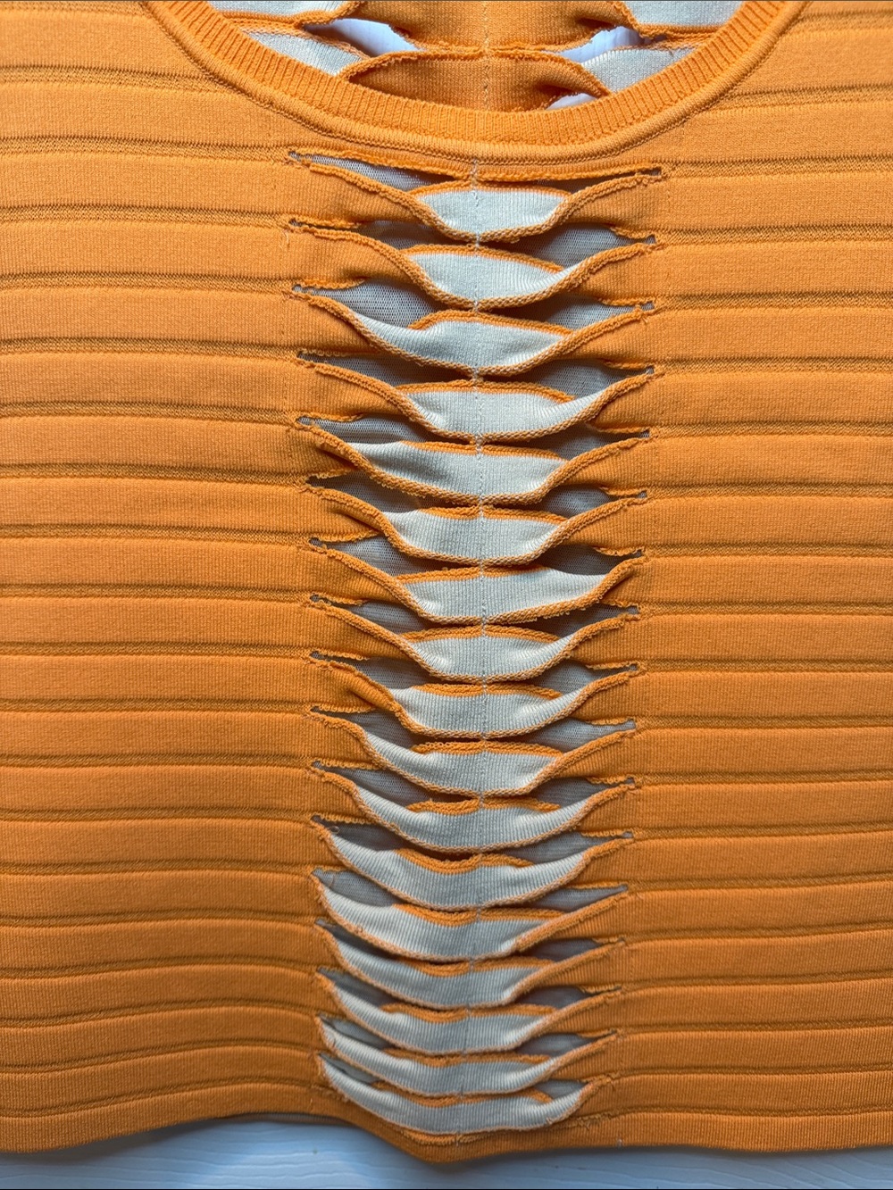 Dolce Cabo Orange Ribbed Ladder-Cut Tank - Picture 3 of 7